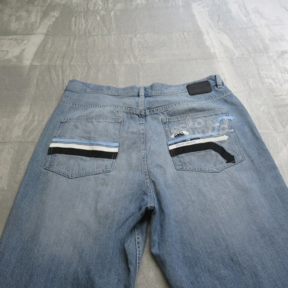Ecko Baggy Jeans Mens 38x33 Blue Denim Fit Light Wash Wide Leg Skate Y2K Relaxed